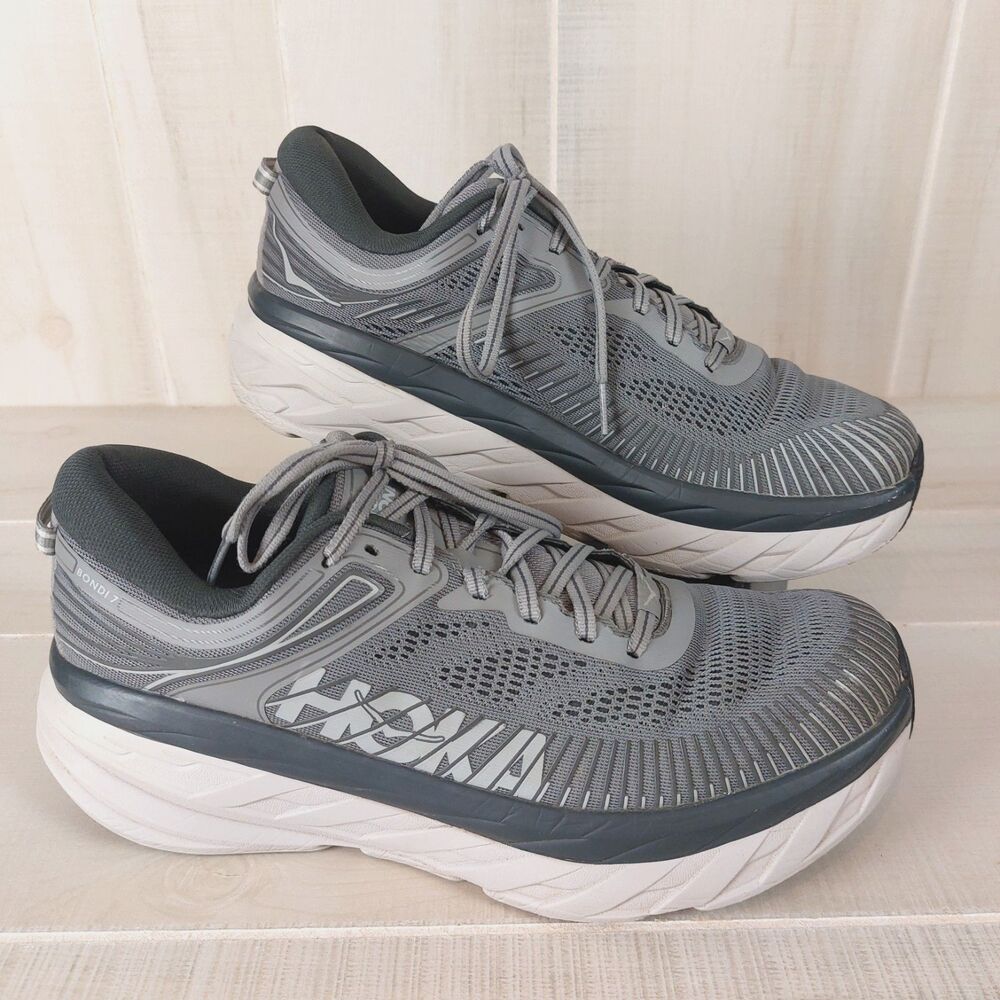 Hoka One One Bondi 7 Running Shoes Men’s Size 9.5 Wild Dove Gray Cushion - Picture 4 of 8